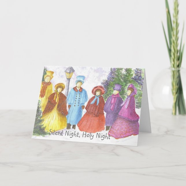 Tarjeta Festiva Navidades Carolers (Anverso)
