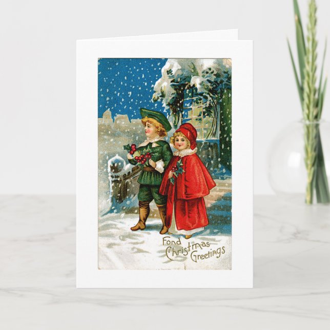 Tarjeta Festiva Navidades Carolers (Anverso)