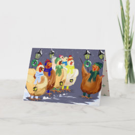 Tarjeta Festiva ¡navidades Caroling Chickens card!