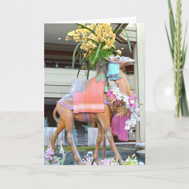 Tarjeta Festiva Navidades Carousel Camel (Anverso)