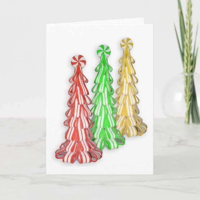Tarjeta Festiva Navidades cartas árboles de caramelo (Anverso)