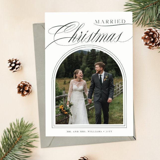 Tarjeta Festiva Navidades casados 3 Arco fotográfico recién casado (Subido por el creador)