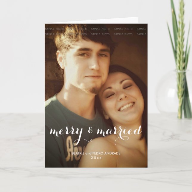 Tarjeta Festiva Navidades casados con moras Foto de feriado con es (Anverso)