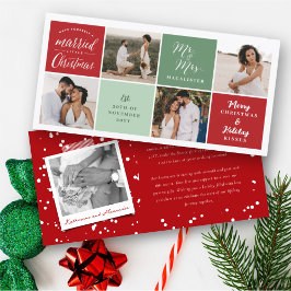 Tarjeta Festiva Navidades casados cuadrados 4 foto Boda