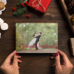 Tarjeta Festiva Navidades casados Elegante foto recién casada<br><div class="desc">Navidades casados elegante tarjeta de vacaciones de Navidades de fotografía recién casados. Foto de plantilla vía Pixabay bajo licencia CC0 y debe reemplazarse con su propia foto</div>