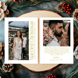 Tarjeta Festiva Navidades casados foto de recién casados blancos y