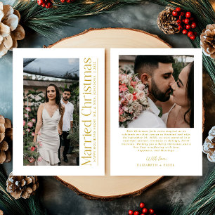 Tarjeta Festiva Navidades casados foto de recién casados blancos y