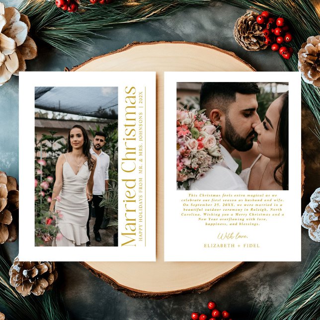 Tarjeta Festiva Navidades casados foto de recién casados blancos y (Subido por el creador)