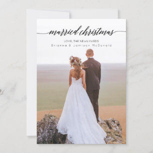 Tarjeta Festiva Navidades casados Foto recién casada