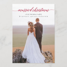 Tarjeta Festiva Navidades casados Foto recién casada
