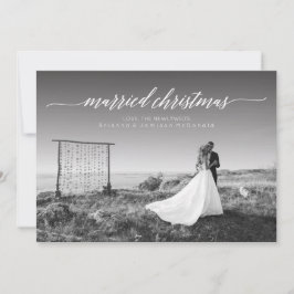 Tarjeta Festiva Navidades casados Foto recién casada | Blanco