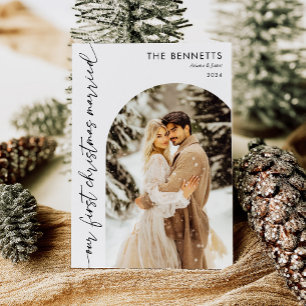 Tarjeta Festiva Navidades casados modernos Navidades de fotografía