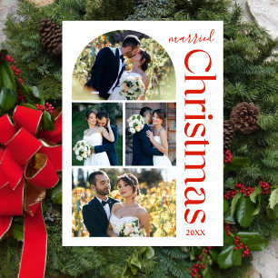 Tarjeta Festiva Navidades casados recién casados 8 Arco de Collage