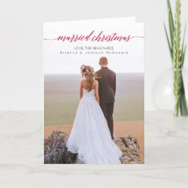 Tarjeta Festiva Navidades casados recién casados foto doblada