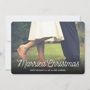 Tarjeta Festiva Navidades casados recién casados foto elegante de