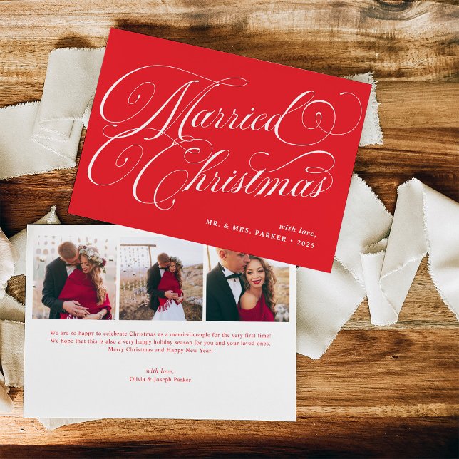 Tarjeta Festiva Navidades casados rojos | Cuadrícula fotográfica y (Subido por el creador)