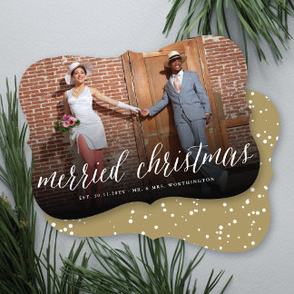 Tarjeta Festiva Navidades casados Sr. y Sra. Photo Modern Boda