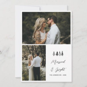 Tarjeta Festiva Navidades casados y brillantes foto de pareja