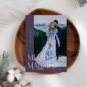 Tarjeta Festiva Navidades casados y merry recién casados