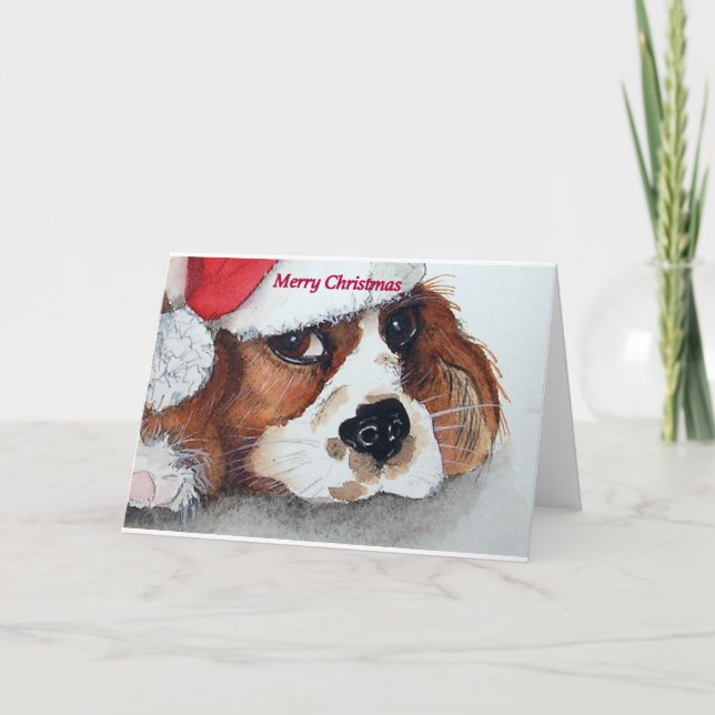 Tarjeta Festiva Navidades Cavalier King Charles Spaniel (Anverso)