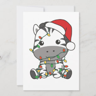 Tarjeta Festiva Navidades cebra Animales de invierno Holiday Zebra