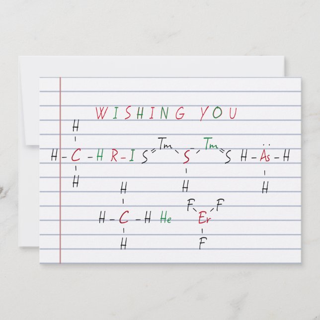 Tarjeta Festiva Navidades celebran feriado de profesor de química (Anverso)