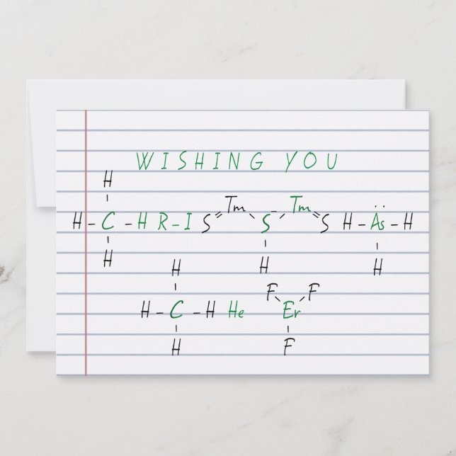 Tarjeta Festiva Navidades celebran feriado de profesor de química (Anverso)