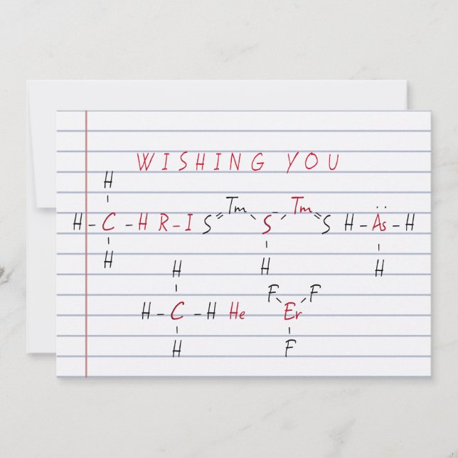 Tarjeta Festiva Navidades celebran feriado de profesor de química (Anverso)