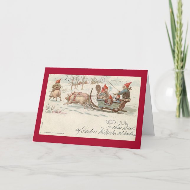 Tarjeta Festiva Navidades cerdos (Anverso)