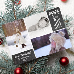 Tarjeta Festiva Navidades Chalkboard Collage de fotos de Alegría p<br><div class="desc">Esta vintage tarjeta de navidad Merry cuenta con 3 fotos, las palabras "Peace Love Joy" y un texto blanco personalizado sobre un fondo de pizarra negra. Añade tu propio mensaje de vacaciones al revés. Moderno, sencillo pero sofisticado y a la moda, esto hace la tarjeta perfecta para navidades de vacaciones...</div>