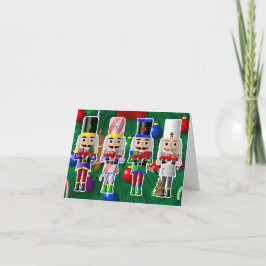 Tarjeta Festiva Navidades chaquetas con pequeños camiones rojos