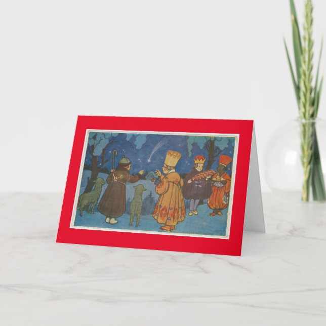 Tarjeta Festiva Navidades CHECHOSLOVAQUIANOS DE ARTE FOLÓGICO (Anverso)