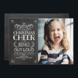 Tarjeta Festiva Navidades Cheer Chalkboard Foto de feriado<br><div class="desc">Navidades Cheer Chalkboard Tarjeta fotográfica de vacaciones. Vea el resto de piezas coincidentes de esta colección. Escríbeme a mailme@mistyqe.com para obtener citas sobre otras piezas coincidentes o solicitudes de personalización.</div>