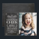 Tarjeta Festiva Navidades Cheer Chalkboard Foto de feriado<br><div class="desc">Navidades Cheer Chalkboard Tarjeta fotográfica de vacaciones. Vea el resto de piezas coincidentes de esta colección. Escríbeme a mailme@mistyqe.com para obtener citas sobre otras piezas coincidentes o solicitudes de personalización.</div>