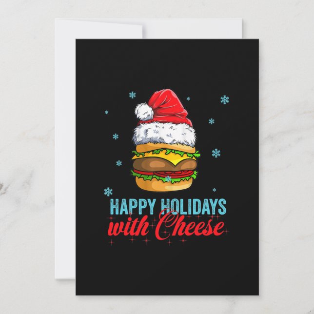 Tarjeta Festiva Navidades cheeseburger Felices vacaciones con ques (Anverso)