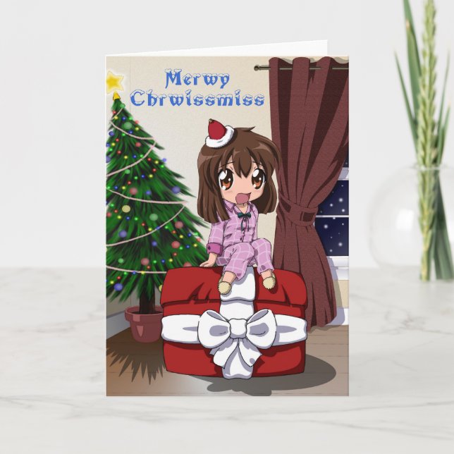 Tarjeta Festiva Navidades Chibi Anime (Anverso)
