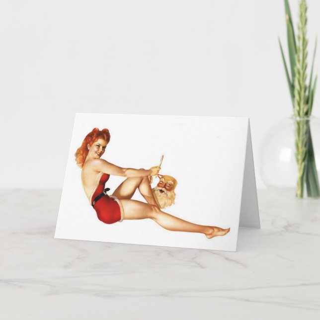 Tarjeta Festiva Navidades Chica con máscara de Santa (Anverso)
