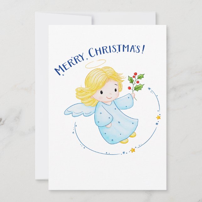 Tarjeta Festiva Navidades Chicas Cute Little Flying Angel (Anverso)