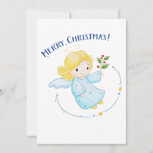 Tarjeta Festiva Navidades Chicas Cute Little Flying Angel