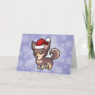 Tarjeta Festiva Navidades Chihuahua (abrigo largo)