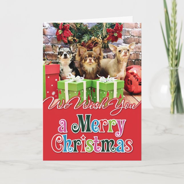 Tarjeta Festiva Navidades - Chihuahua - Azul - Precioso - Yogi (Anverso)