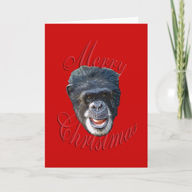Tarjeta Festiva Navidades Chimpanzee (Anverso)