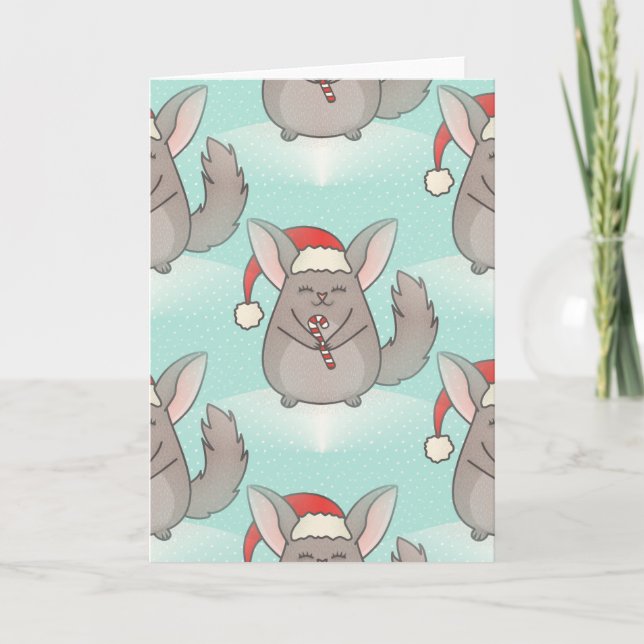 Tarjeta Festiva navidades chinchillas (Anverso)