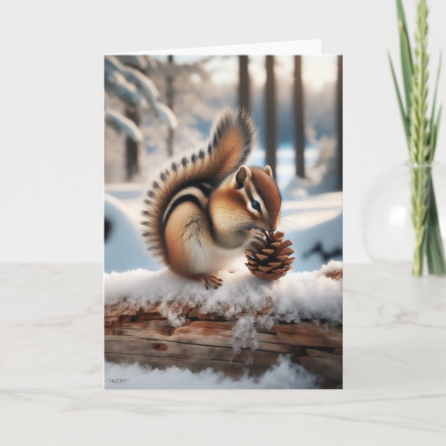 TARJETA FESTIVA NAVIDADES CHIPMUNK - WONDERLAND INVIERNO (Anverso)