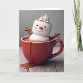 Tarjeta Festiva Navidades Chocolate caliente Snowman