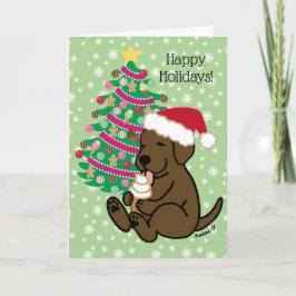Tarjeta Festiva Navidades Chocolate Labrador Helado
