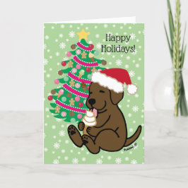 Tarjeta Festiva Navidades Chocolate Labrador Helado