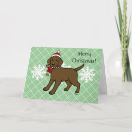 Tarjeta Festiva Navidades Chocolate Labrador Puppy Personalizado