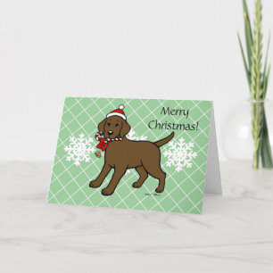 Tarjeta Festiva Navidades Chocolate Labrador Puppy Personalizado