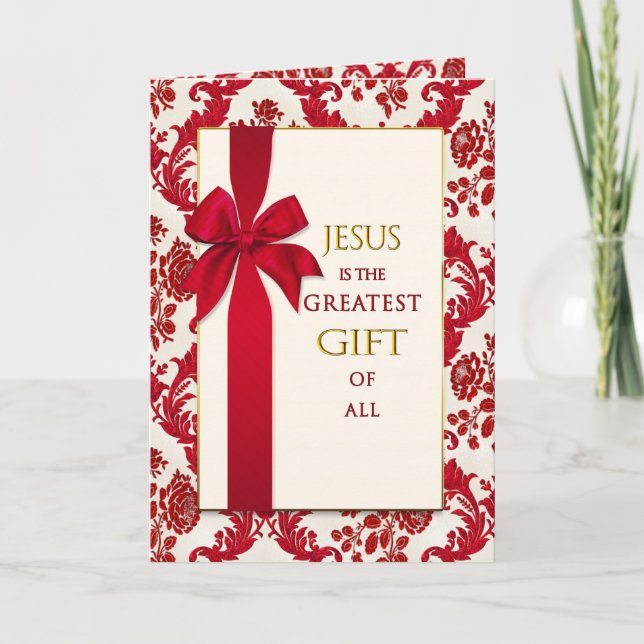 Tarjeta Festiva Navidades Christian Greatest Gift Photo Inside (Anverso)